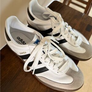 adidas Samba Men’s White, Black & Gray Leather Sneakers